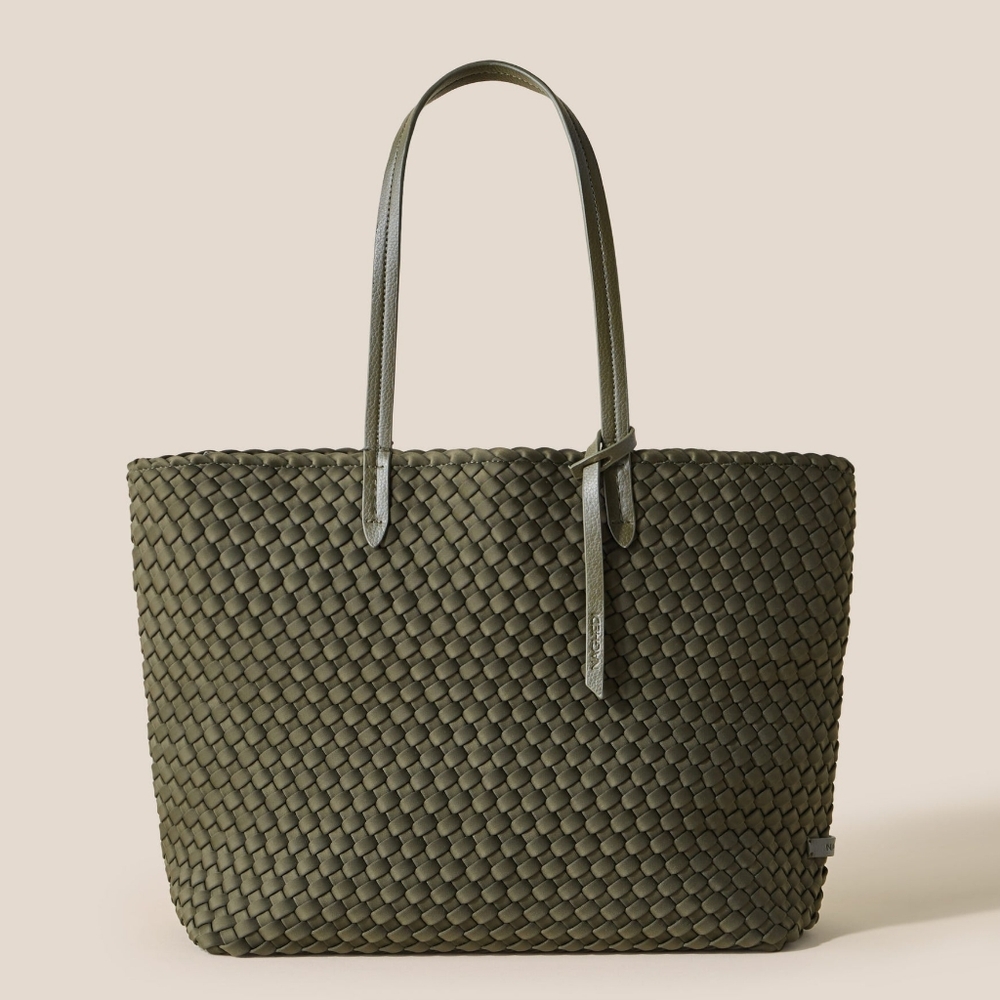 Naghedi Olive Green Woven Tote